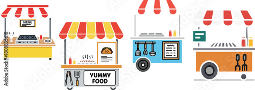 Street Food Stall Flat Vector Illustration