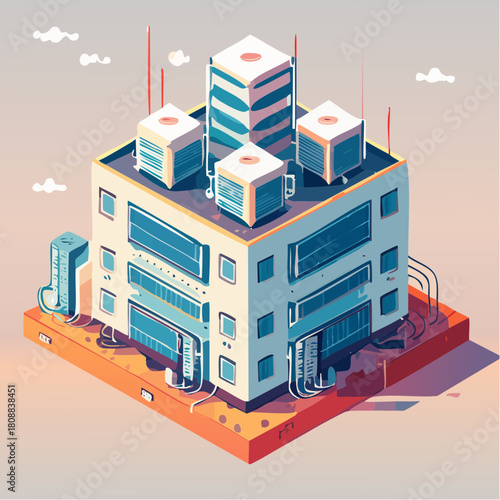 Advanced isometric data center module with integrated hvac systems ensuring optimal cooling and efficient server performance for modern digital infrastructure and cloud computing solutions