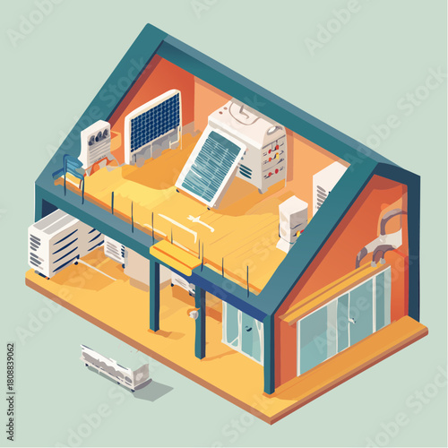 An advanced eco-friendly smart home featuring integrated hvac systems, solar power generation, and cutting-edge energy management for sustainable and modern living