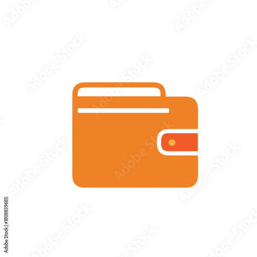Orange wallet icon on white background
