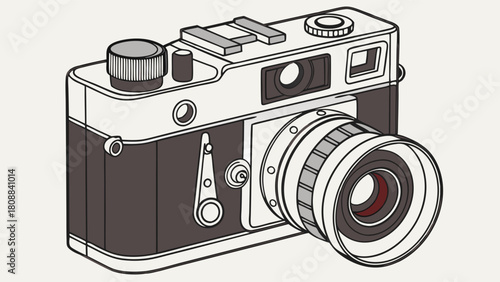 Retro Film Camera Vector Illustration for Creative Photography Blogs, Vintage Travel Content, and Nostalgic Design Projects