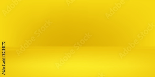 Yellow limbo background. 3d abstract studio room. Yellow gradation gradient empty wall backdrop.