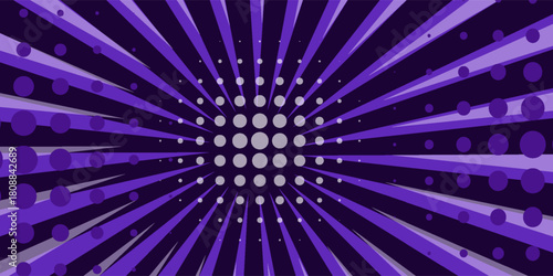Purple anime explosion background with radial speed lines bursting from bright white center.