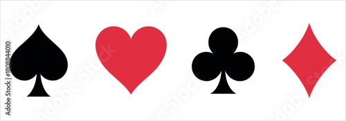 Classic playing card suits on white offer endless possibilities for game design, casinos, or creative projects with a vintage or modern twist.