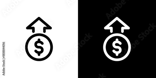 ドルと上向き矢印（収入・増加・利益）アイコン