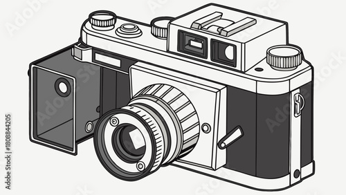Retro Vintage Film Camera Vector Illustration for Photography History, Creative Design, and Nostalgic Storytelling