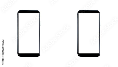 Two smartphone outlines against black background for minimalist design or technology concepts