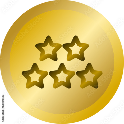 Shiny Gold Round Button With Three Star Rating Vector Icon