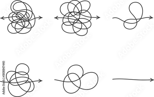 From chaotic mess to clarity, visualize problem solving with simple line art icons