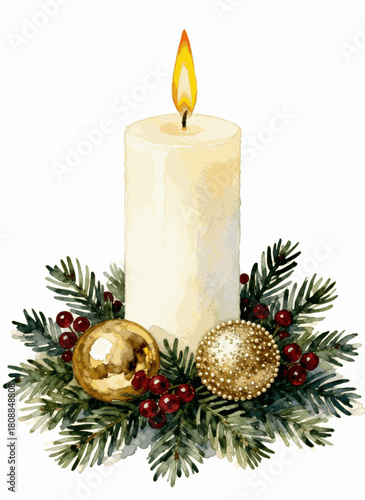 Candy Cane Lane Christmas Candle isolated watercolor vector illustration svg