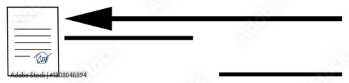 Document workflow. Document shows a signature with directional arrows indicating process steps. Document processing streamlines approvals and enhances workflow efficiency. Ideal for management