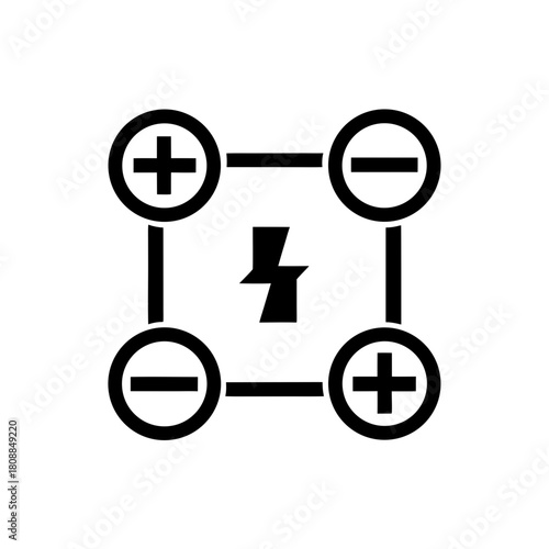 Plus minus symbols with lightning bolt on transparent background silhouette