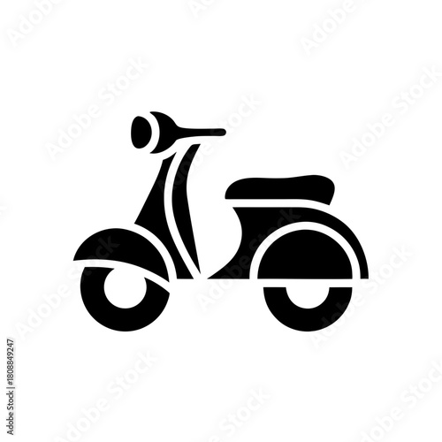 Silhouette of a classic black scooter on transparent background