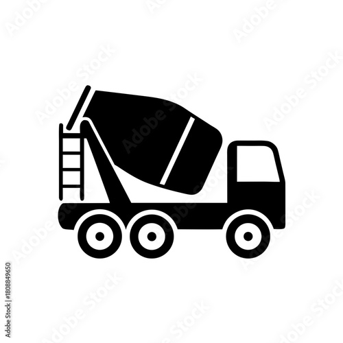 Illustration of a cement truck vehicle on transparent background silhouette