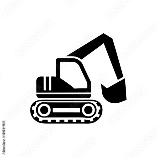 Illustration of a construction excavator on transparent background silhouette