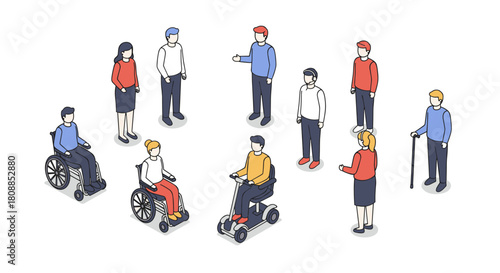 Inclusive isometric design of diverse people engaging in social interaction