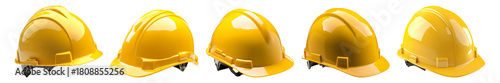 Yellow Safety Hard Hats for Construction and Industrial Use, Isolated on Transparent, white background