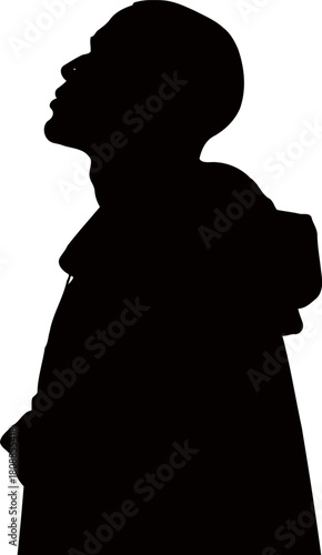 standing man silhouette in black and white illustration