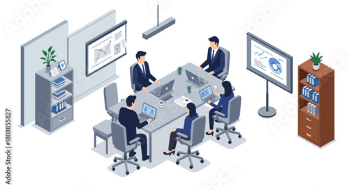 Collaborative office meeting in modern business environment