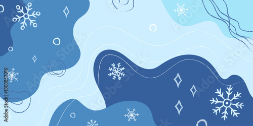 Bright and playful snowflake patterns creating a cheerful winter atmosphere with cool blue tones