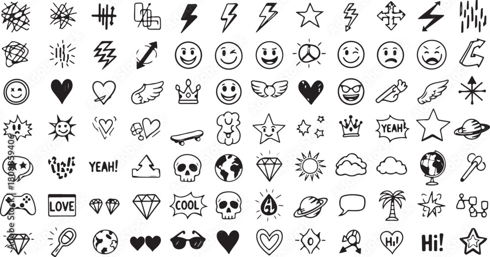 Naklejka premium hand drawn icon vector