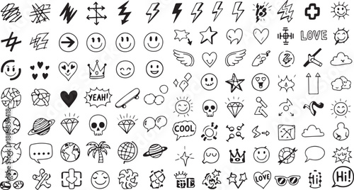 hand drawn icon vector set 