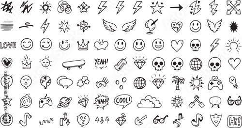 hand drawn alphabet icon vector set 