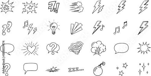 set of hand drawn arrows icon vector set 