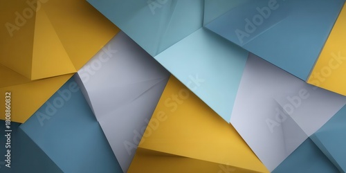 Geometric Origami Paper Triangles in Blue and Yellow Colors