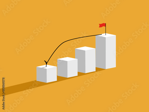 Businessman takes long steps to success