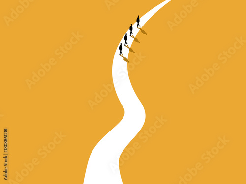 Business team walks the final curve