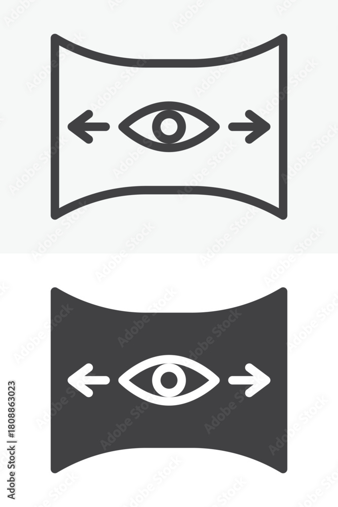 Obraz premium Panorama view vector icon set in line and solid different style