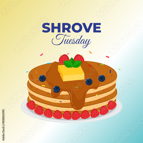 Vector illustration of Shrove Tuesday social media template