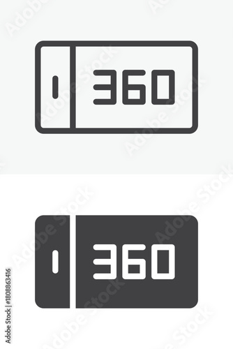 360 degrees smartphone vector icon set in line and solid different style