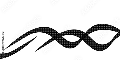 Flowing dots particles wave pattern 3D curve halftone black gradient curve shape isolated on white background. Vector in concept of technology, science, music, modern vector wave