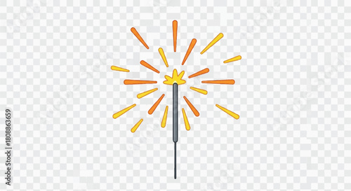 Shimmering sparkler bursts with golden sparks in a festive glow.