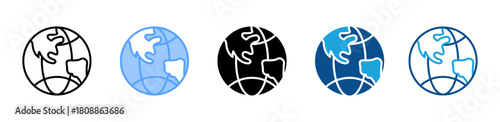 Globe icon sheet multiple style collection