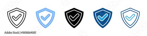 Shield Check icon sheet multiple style collection