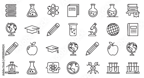 Education and Science Doodle Icons Vector Illustration for Learning Concepts