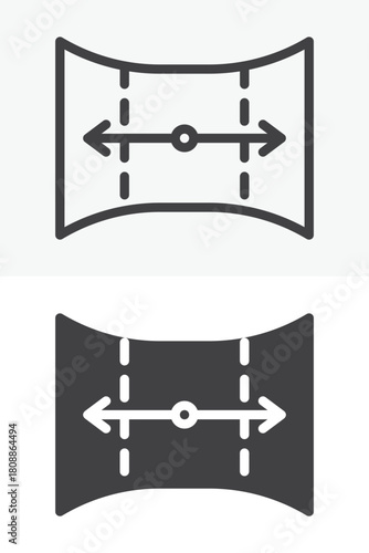 Panorama view mode vector icon set in line and solid different style