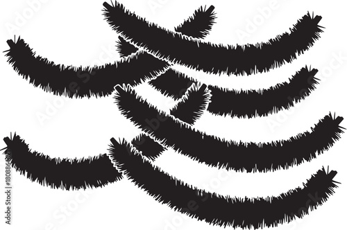 Black abstract spiky brush strokes on white background chaotic
