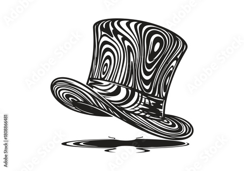 Striking top hat with swirling pattern isolated on