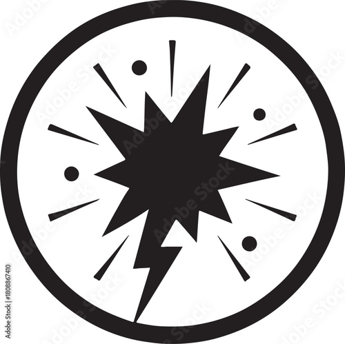 Silhouette vector of shattered rock explosion, debris blast icon isolated on white