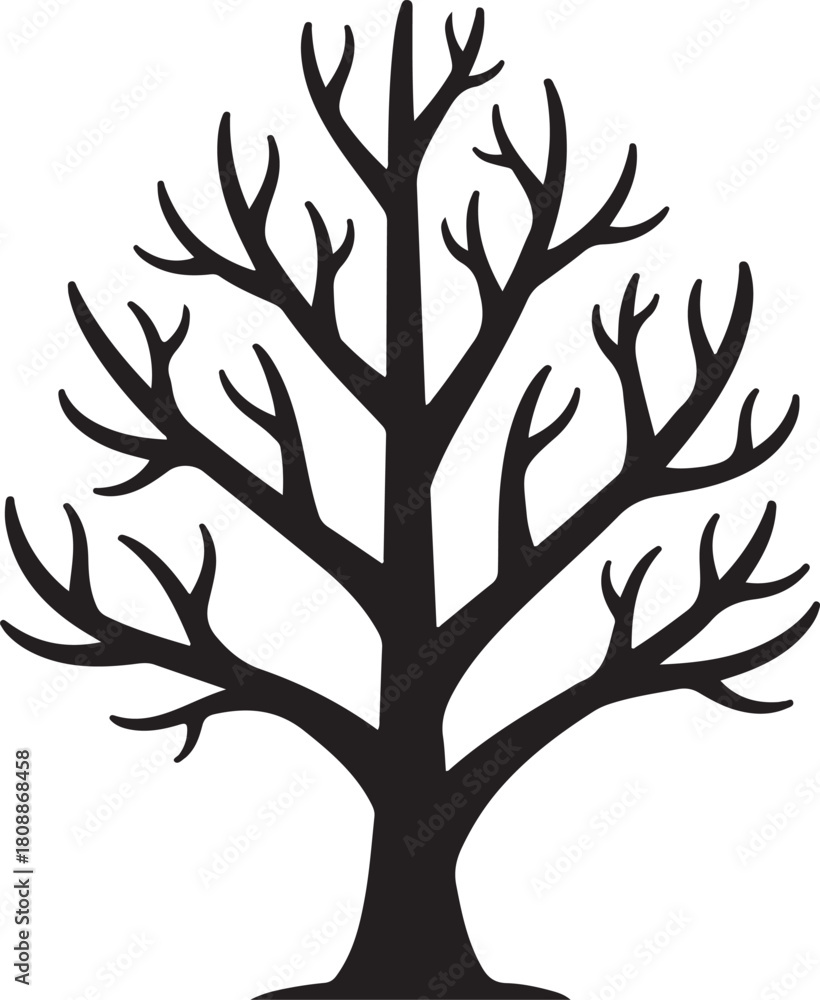 Obraz premium Black silhouette of a bare tree with spreading branches vector