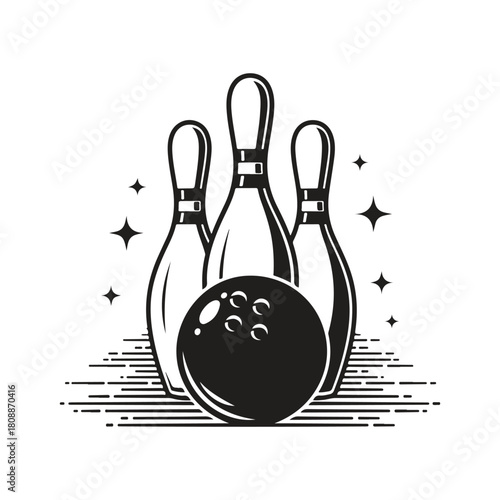 Bowling ball and pins isolated on