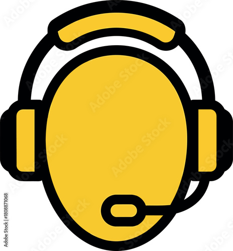 Call center agent with headset and microphone icon Vector
