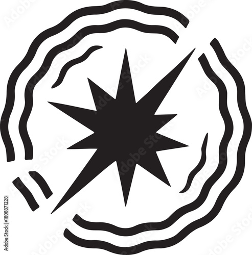 Silhouette vector of shockwave circular lines, ripple blast icon isolated on white