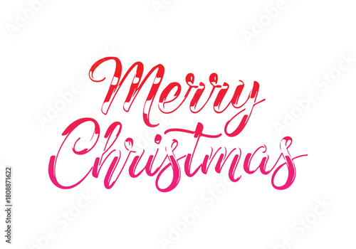 Merry christmas brush lettering isolated on for festive greeting card