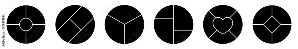 Naklejka premium Circle Collage Templates. picture wall album for abstract background, business, collage art, digital photo, papers. vector illustration