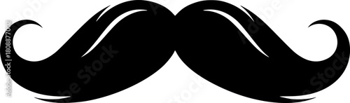 a black mustache on a white background, simple design, minimalistic, flat vector illustration